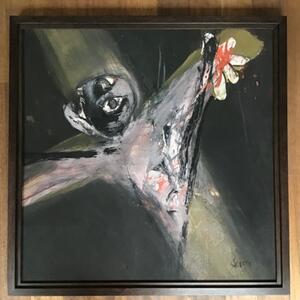 Serge Vandercam (1924-2005) Cobra , gouache sur papier « un christ » , 1966, 71cmx71cm, vitre anti-reflet 